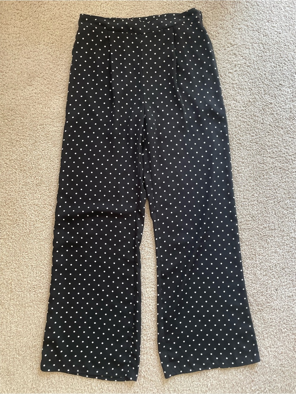 2Sable Black Polka Dot Wide Leg Trouser Pants
